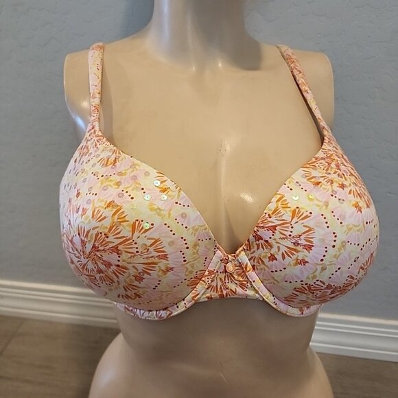 Victorias Secret Lined Perfect Coverage Bra 36D Orange Underwire - Picture 1 of 3